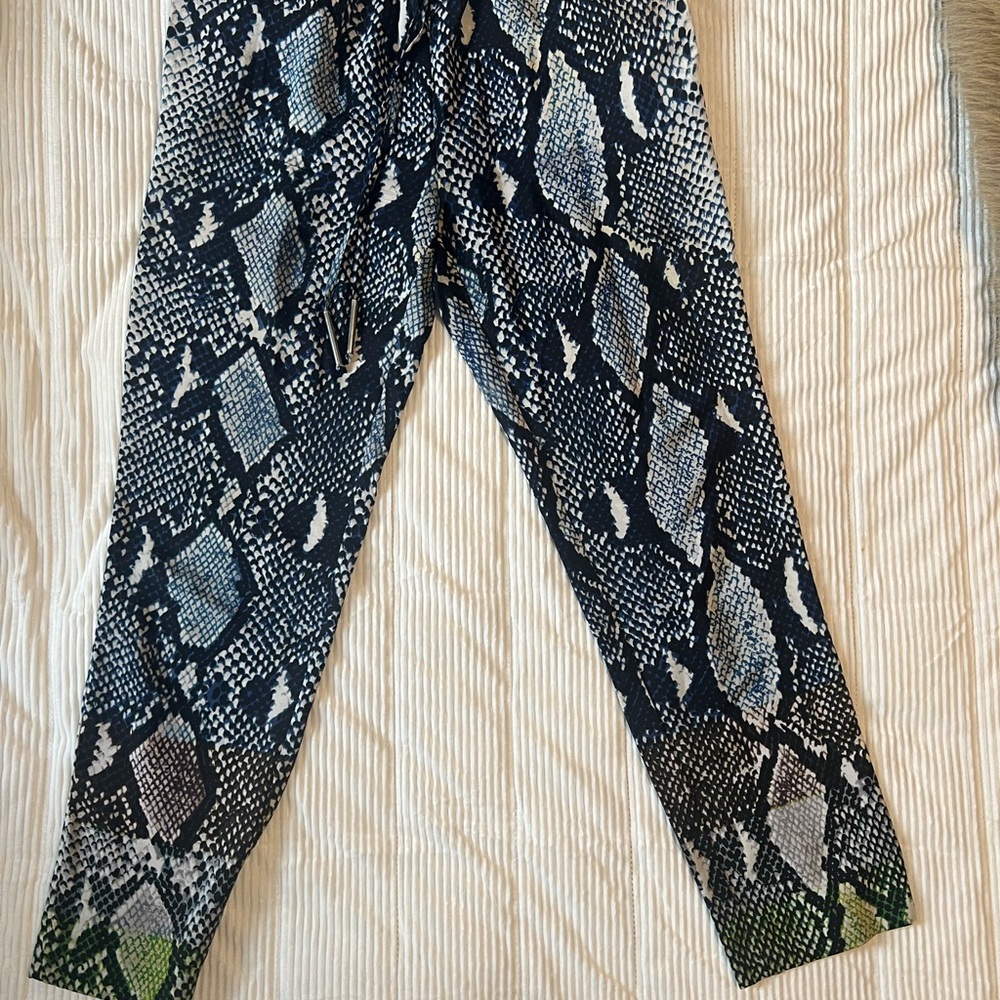 Diane Von Furstenberg, Silk Pants with Snakeskin Print. 
Size 0